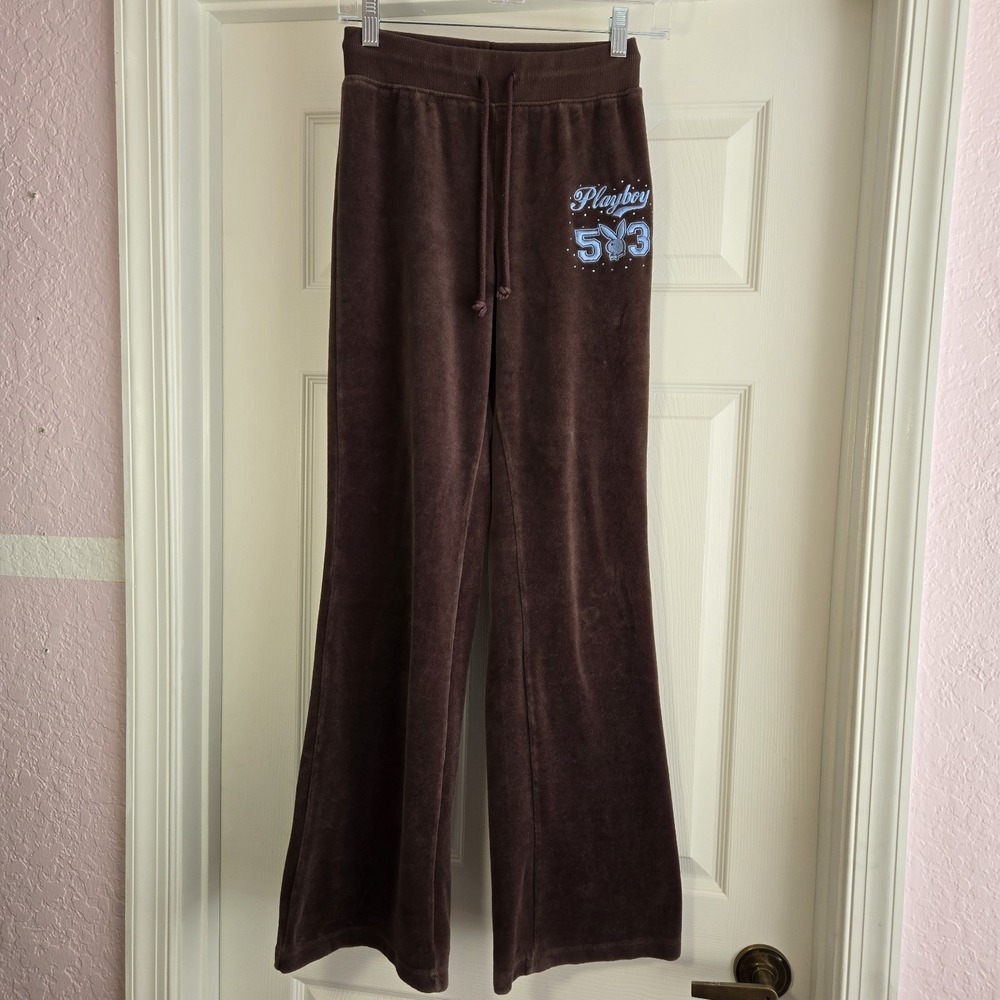 Playboy By PacSun Brown Velour Sweat Pants Size‎ XS  Loungewear Cotton Blend